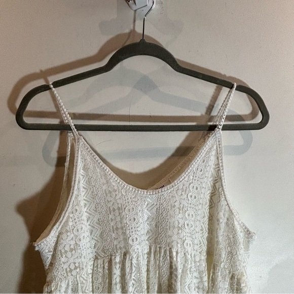 NOUL Sz O/S Baby Doll Crochet Layer Spaghetti Straps Lined Tank Top Blouse - Picture 2 of 7